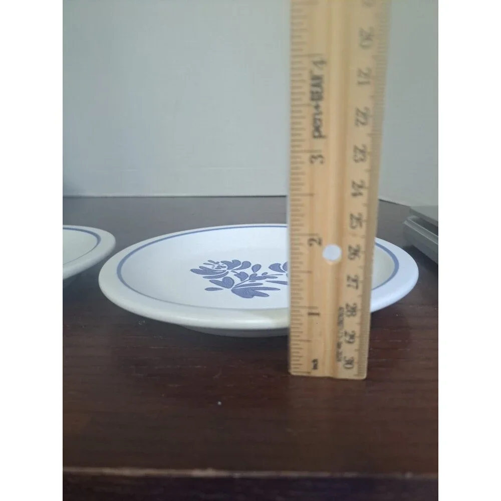 Vintage Set Of 2 Pfaltzgraff  Blue And White Floral Stoneware 6.5in Dessert...